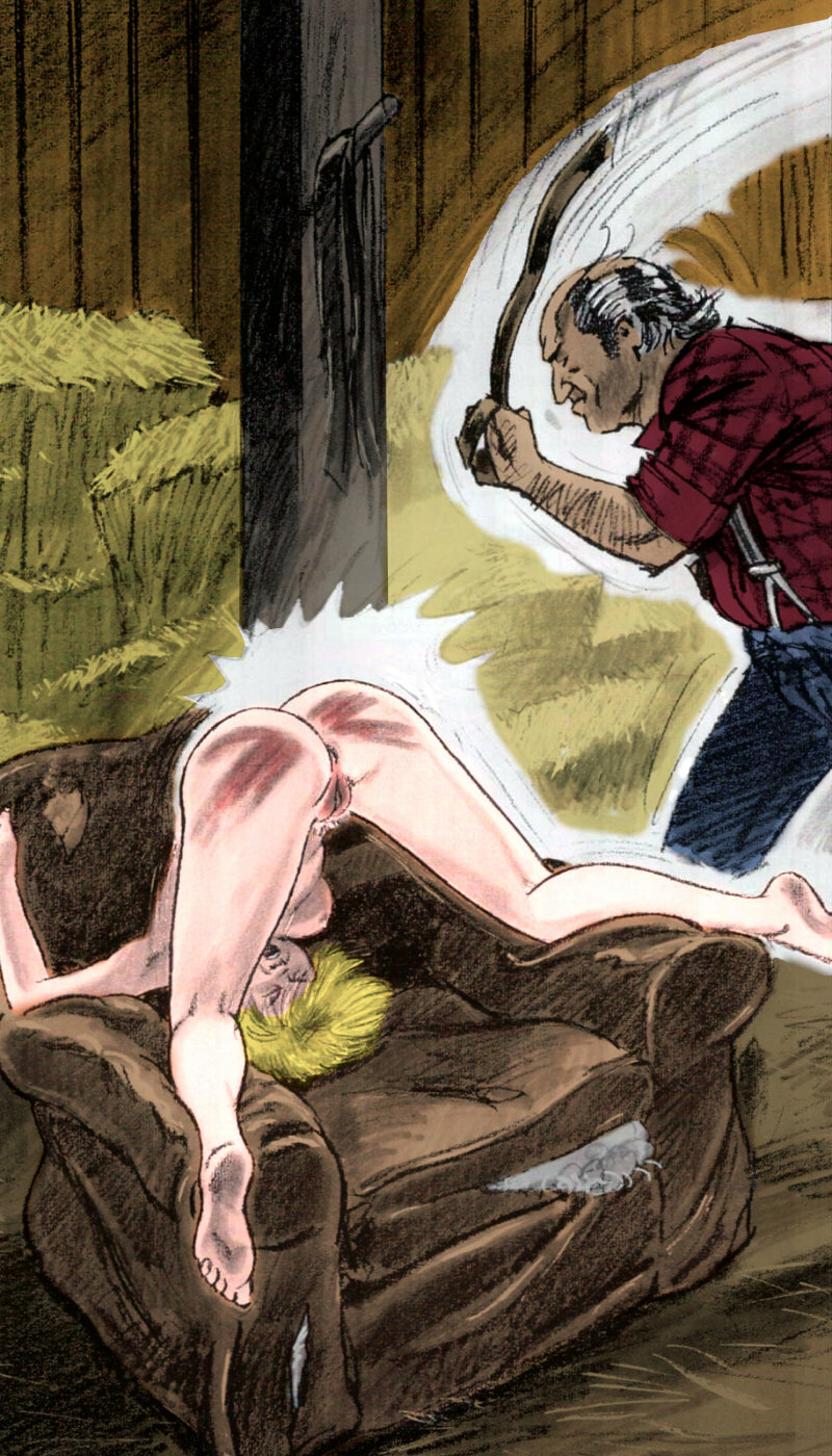 Girl belted in barn (by Anton). Colorized. — 23